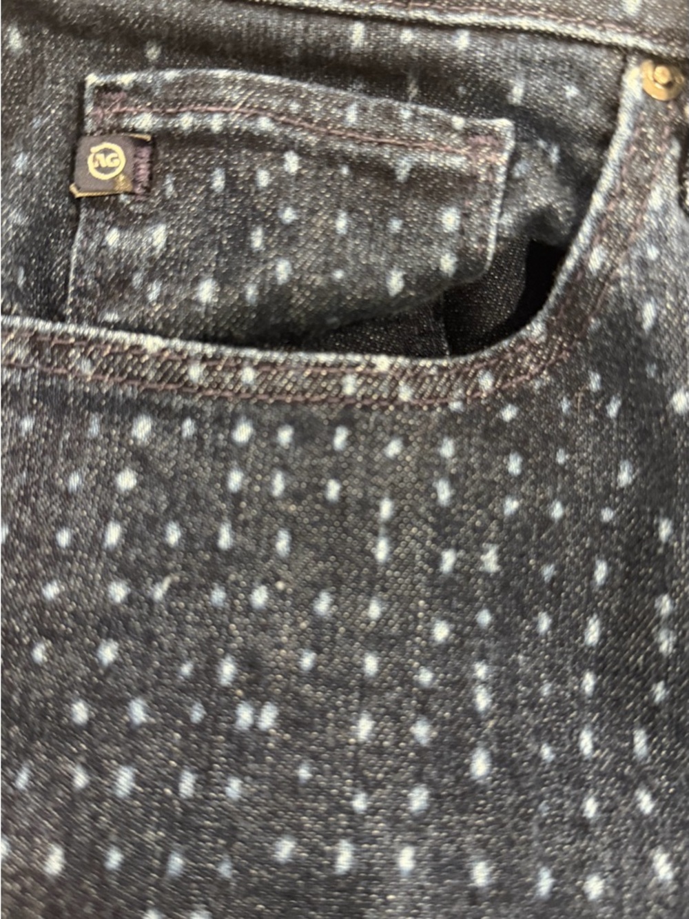 AG x Anthropologie | The Stevie | Ankle Slim Straight Dotted Denim 29 R